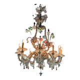 Venetian chandelier rezzonico in multicolored murano glass, 10 arms of light