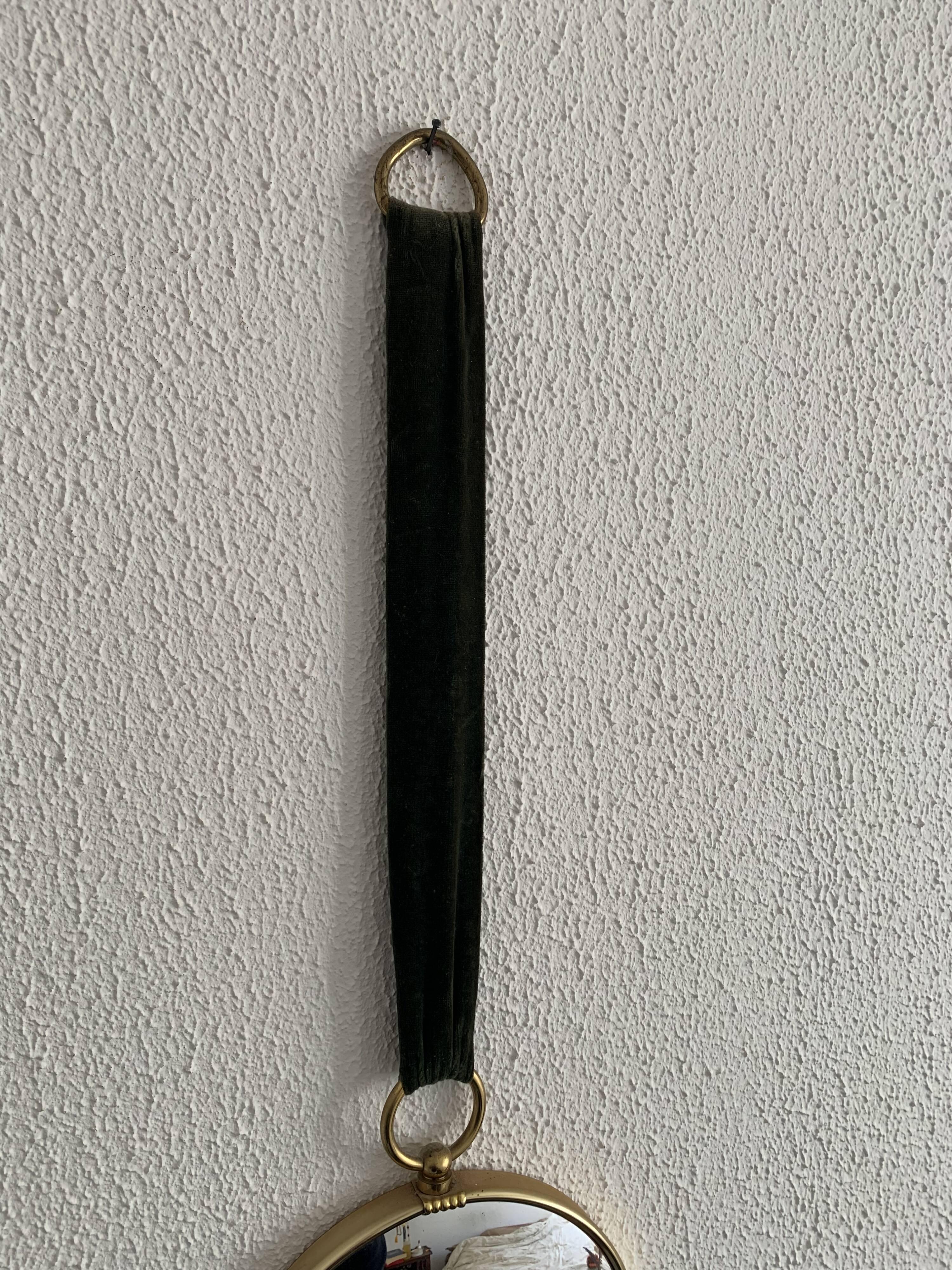 Vintage 1960s green witch's eye mirror - 20 x 67 cm