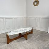 Hugues Poignant marble and rosewood coffee table