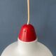 Vintage opal glass pendant light with red top and ceiling cover