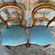 Pair of antique louis philippe chairs wood + blue vintage fabric seat