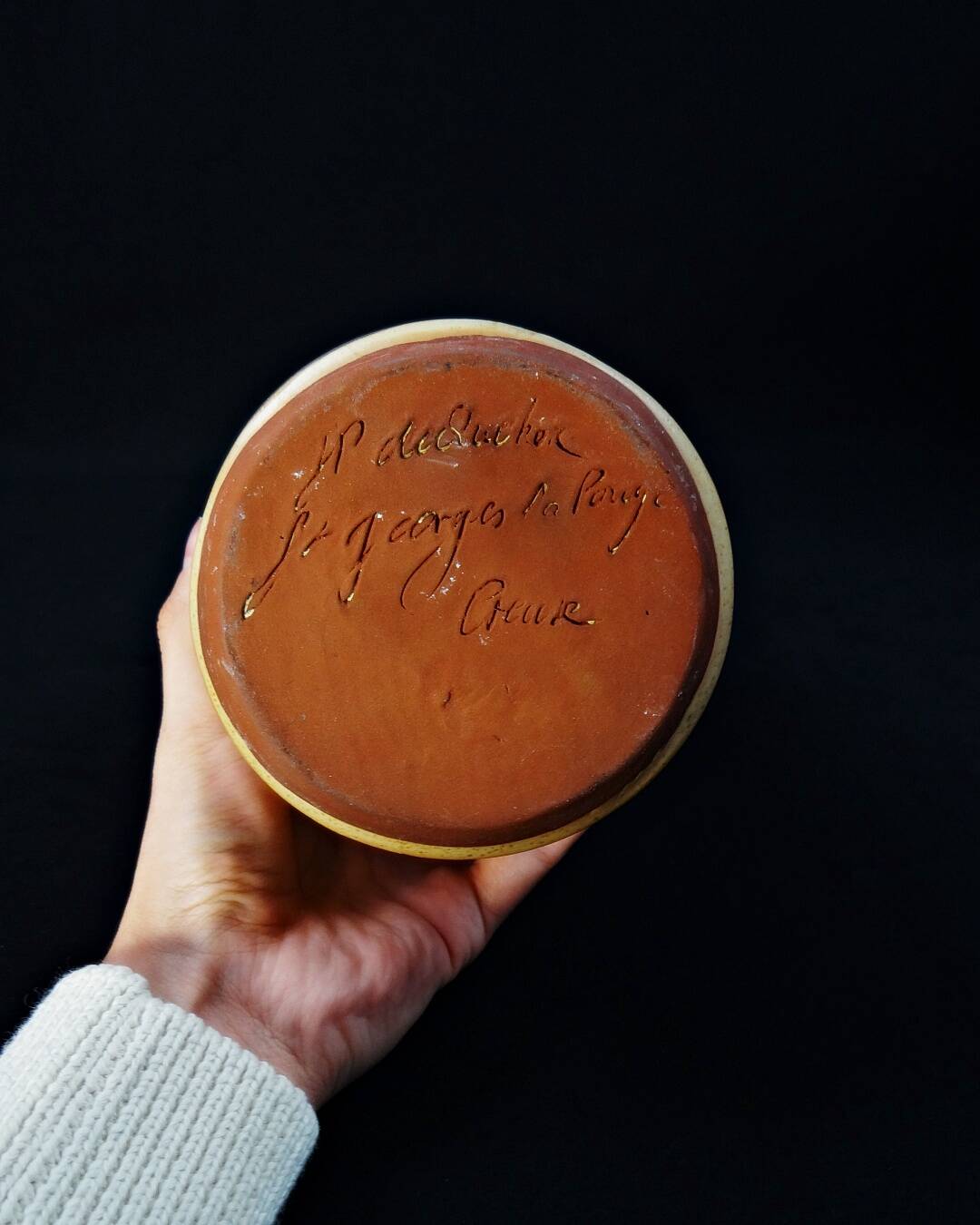 Stoneware Herbarium Vase signed Poteries Dequeker Saint-Georges-la-Pouge, Creuse