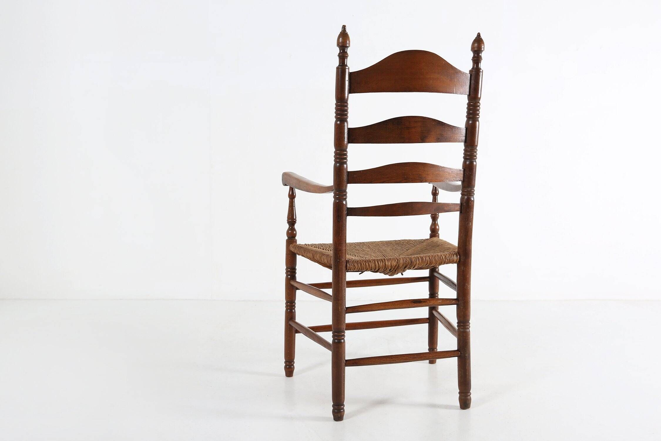 Antique French Wooden Armchair with Cane Seat, 1890s