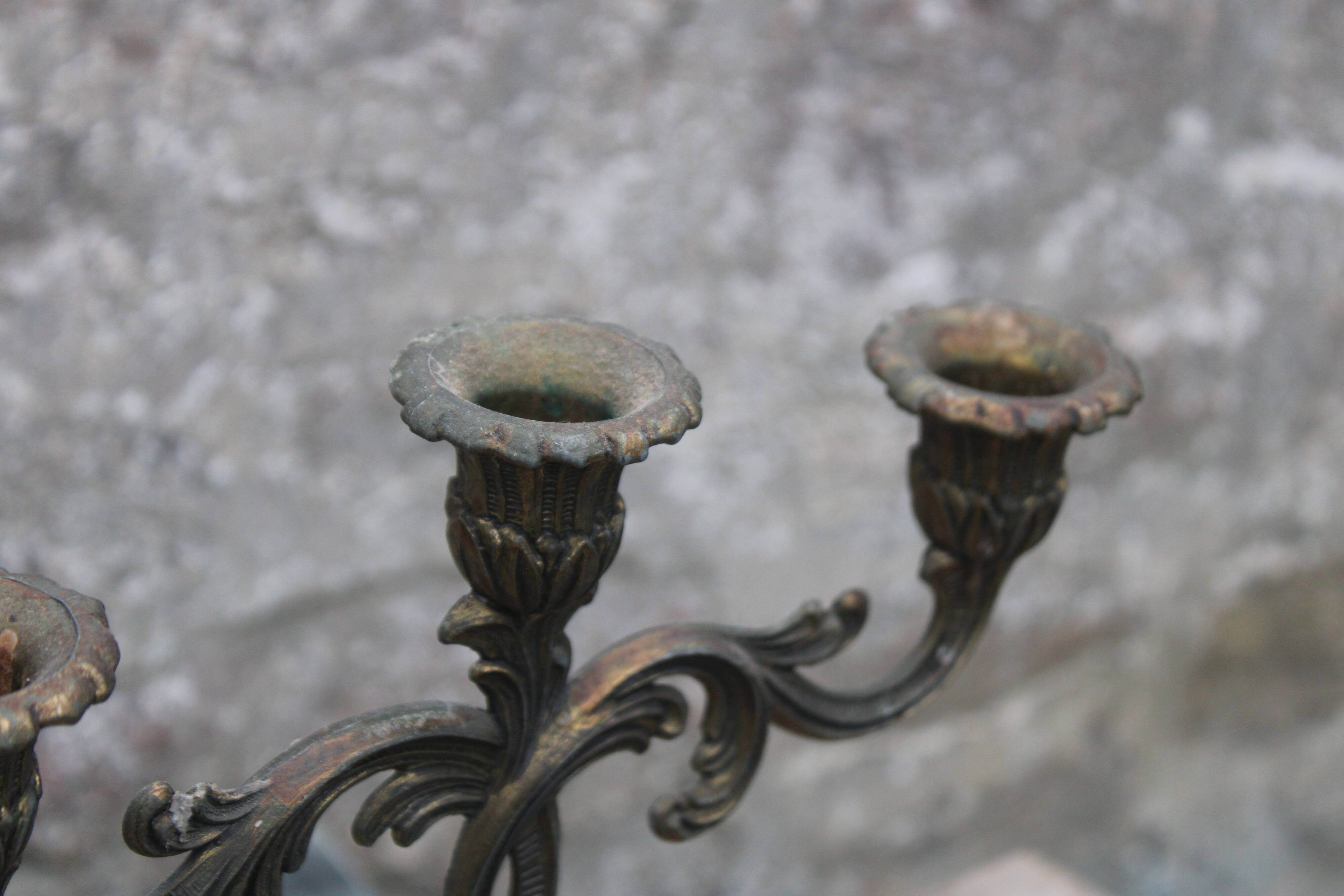 Pair of vintage candlesticks, baroque rococo style.
