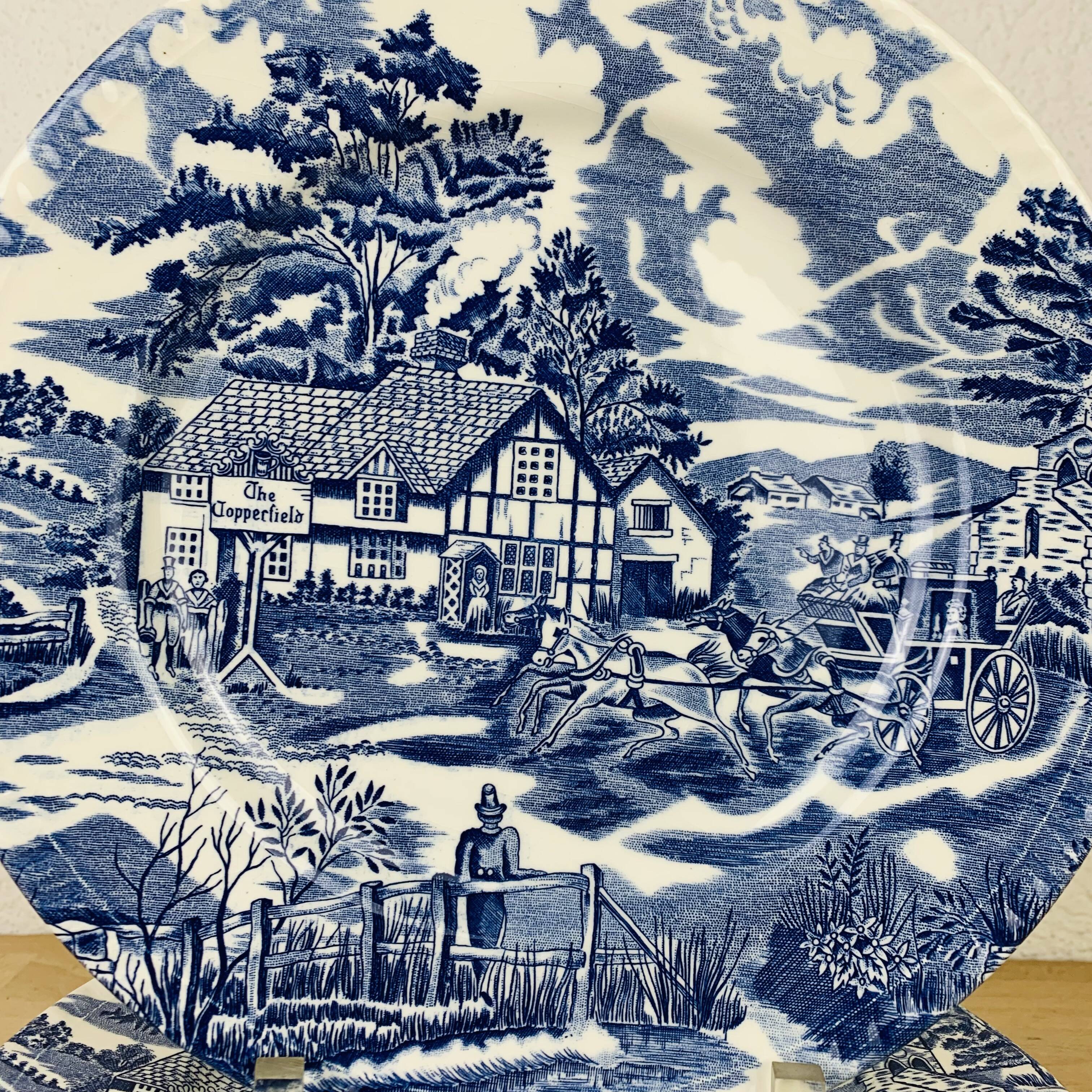 8 English ironstone blue ironstone plates