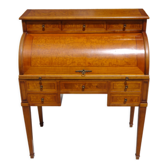 Solid cherry cylinder desk and elm magnifying glass veneer