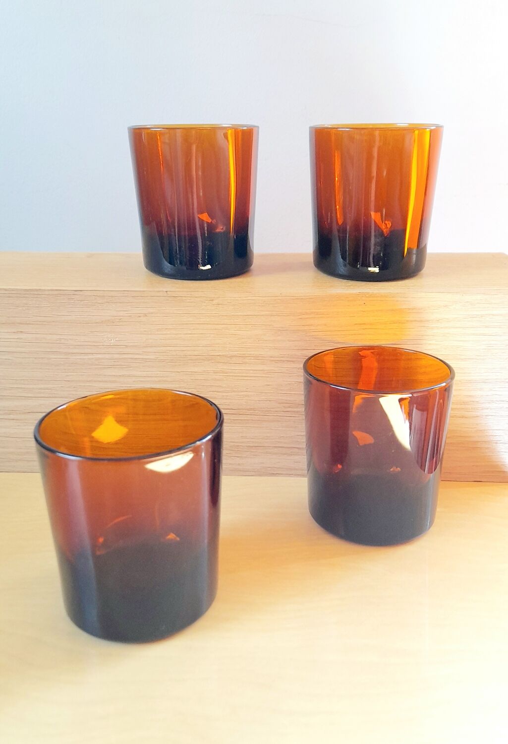 Lot de 4 verres ambrés Lever 70s