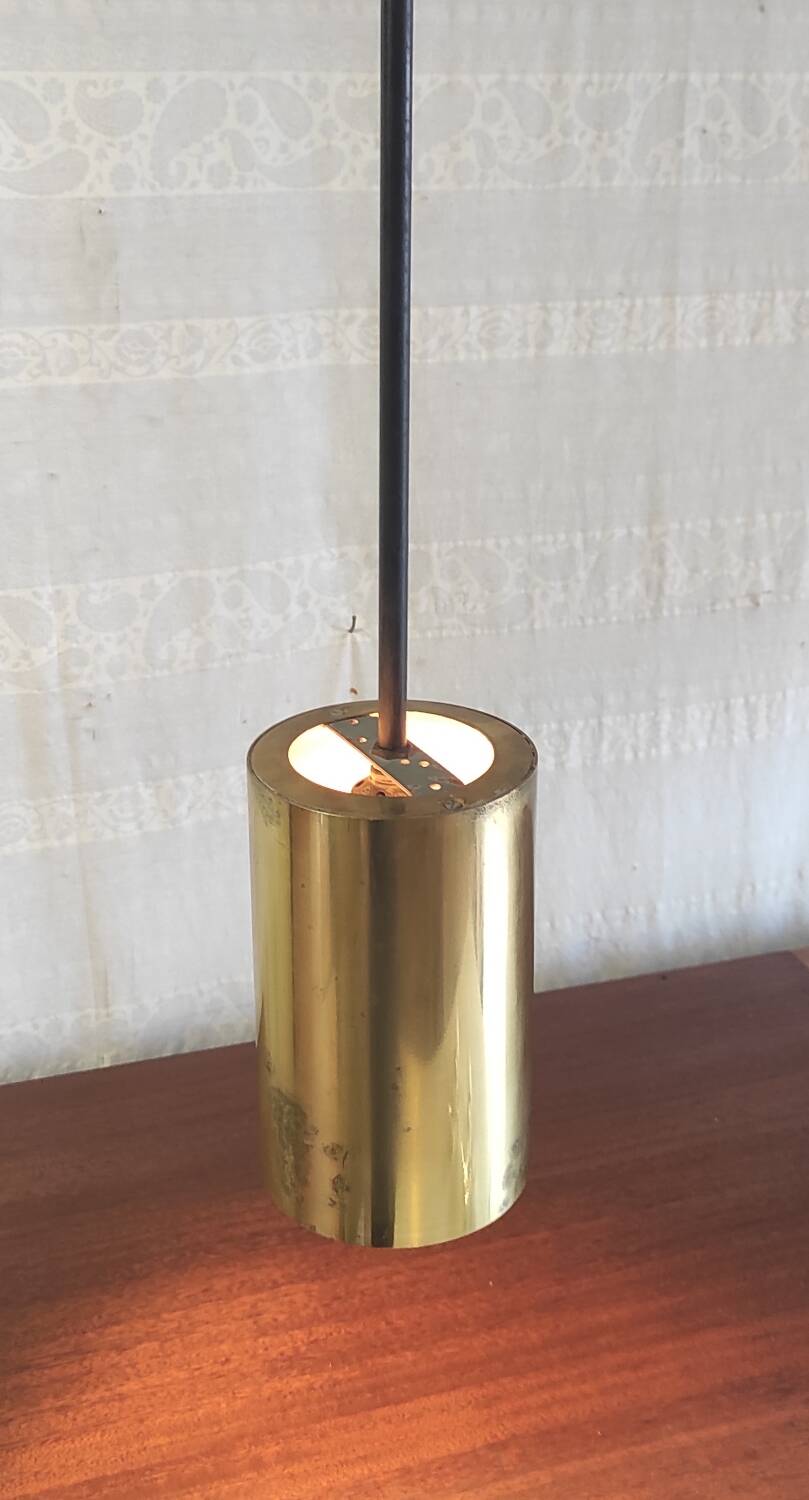Modernist design pendant light in metal and brass - 50s/60s