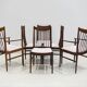 Set of six wooden dining chairs Arne Vodder Model No 422 with fabric upholstery.