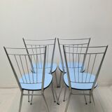 Lot de 4 chaises métal chromé années 70