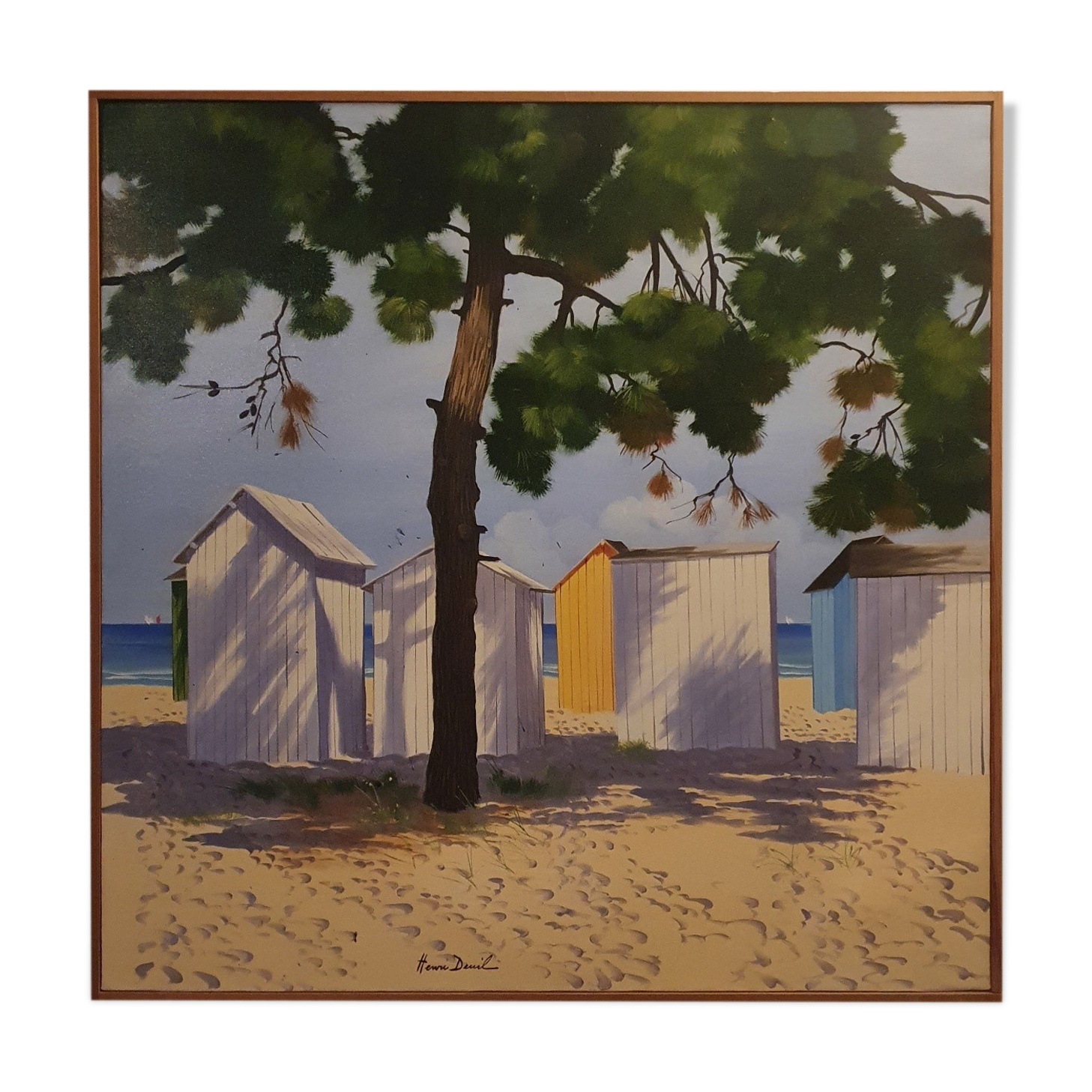 Tableau A l'ombre des pins à Oléron Henri Deuil 2002
