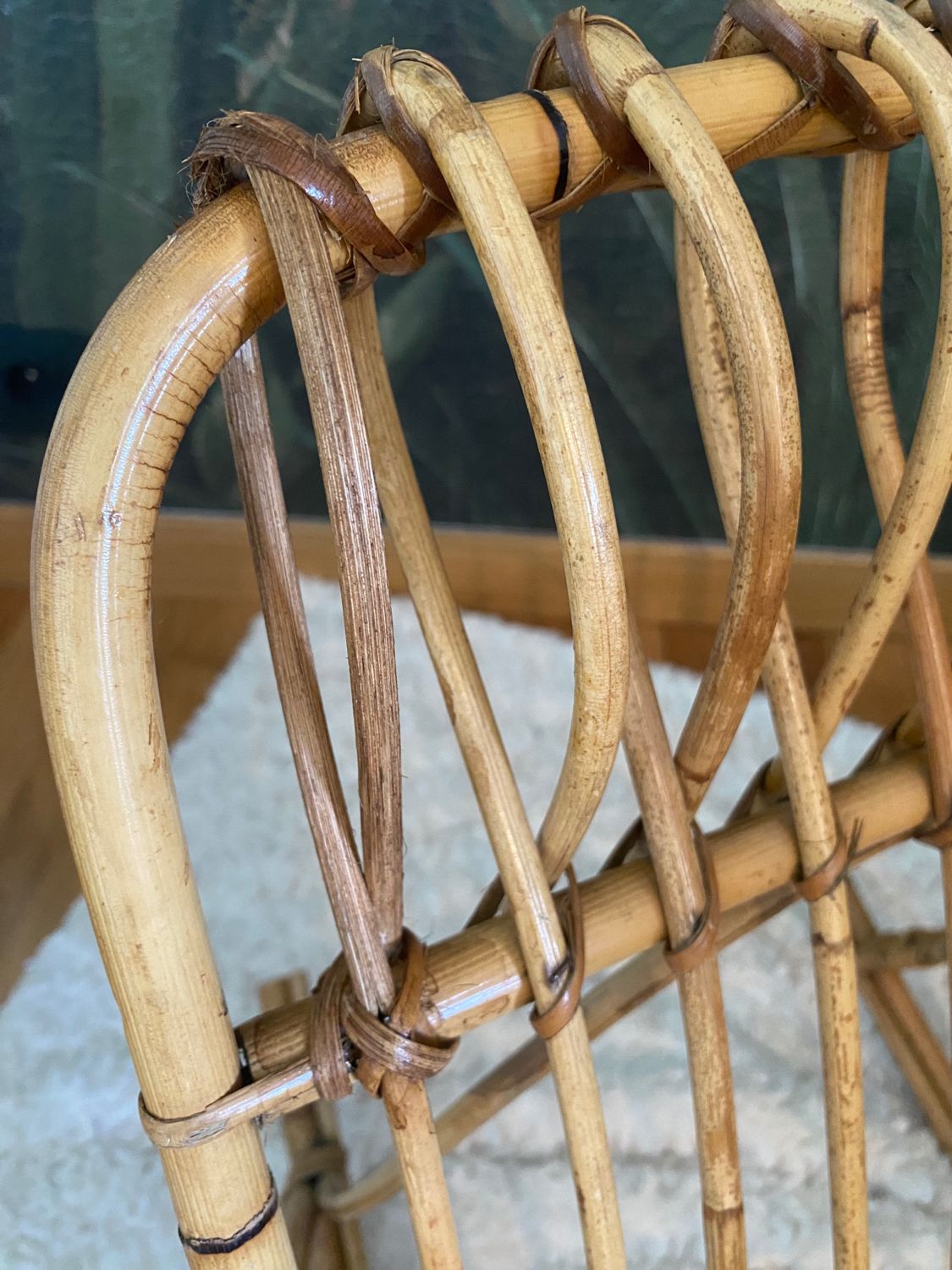 Rocking chair, vintage children's rocking chair, bamboo rattan armchair