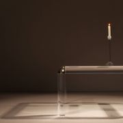 Square Lucite & Brass Coffee Table | Europe 1970s