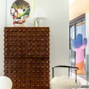 Brutalist Style Italian Dry Bar made of Wood and Glass, Drinks Cabinet