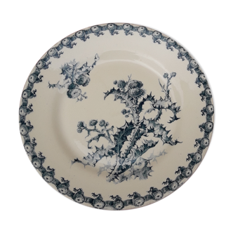 Opaque porcelain plate of Gien model thistles diam 23.5 cm