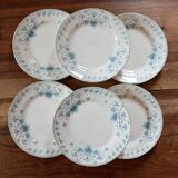 Lot 6 assiettes plates terre de fer Choisy le Roi Cyclamen