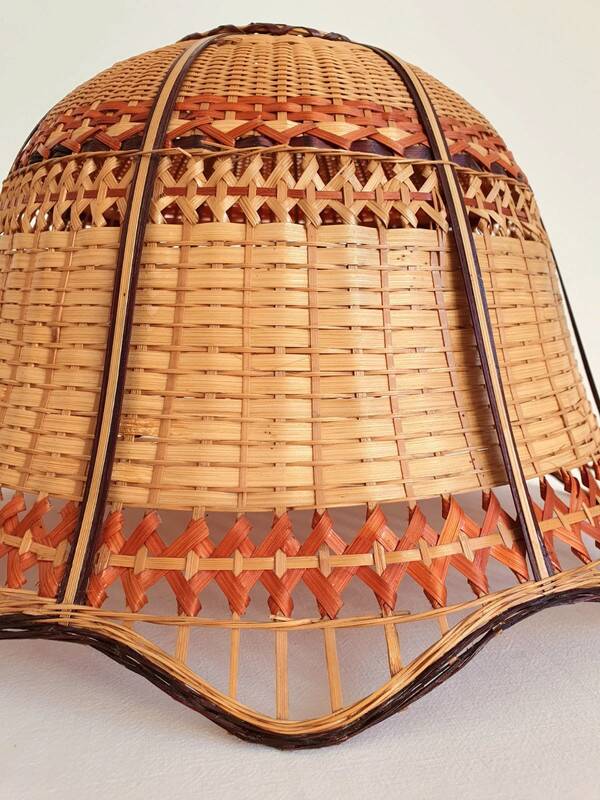 Vintage woven wicker pendant light