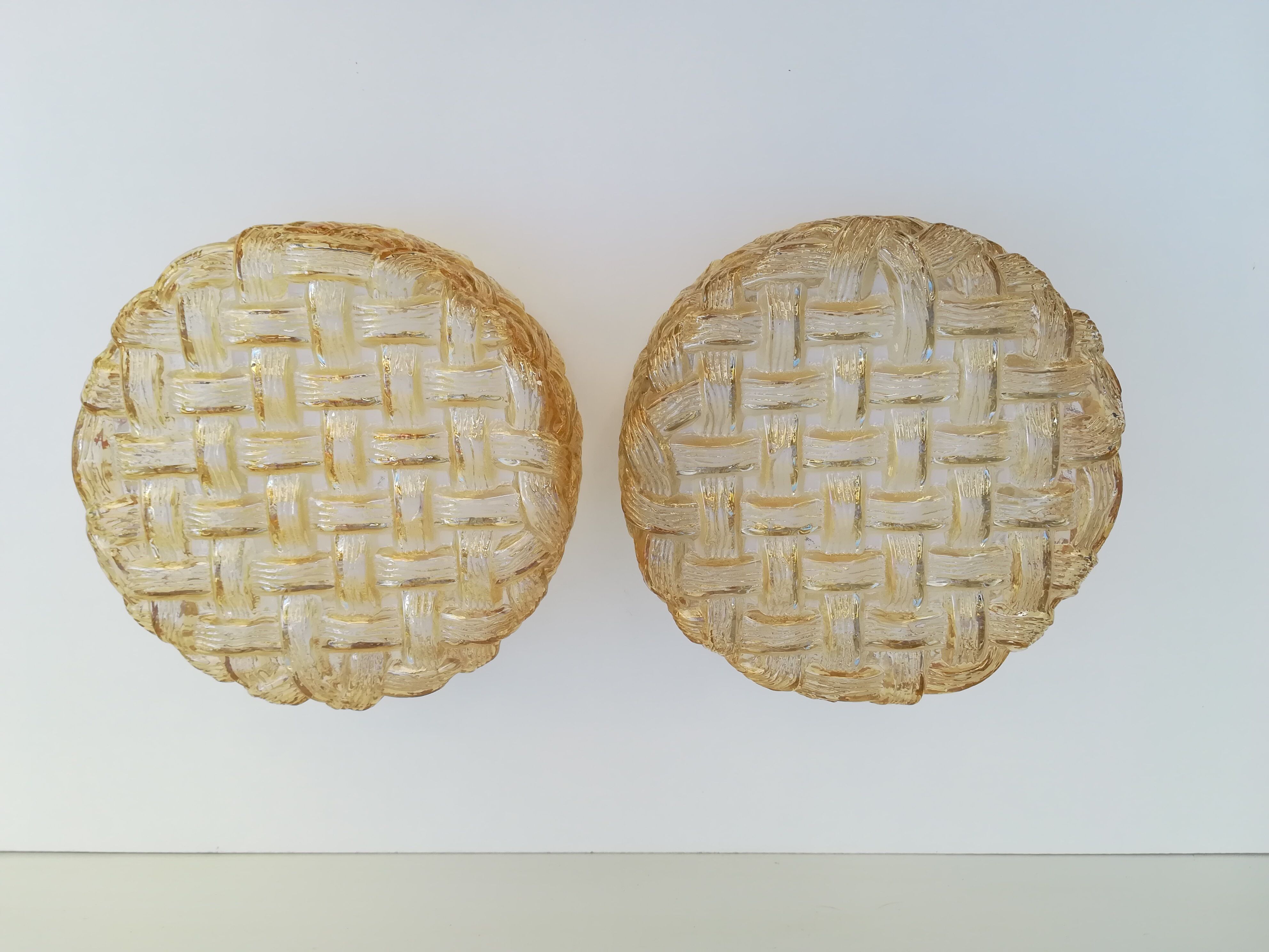 TWO PLAFONNIERS IN VERRE SOUFFLE