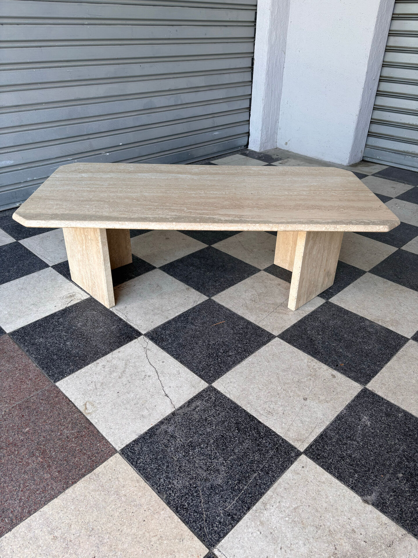 Vintage coffee table in travertine