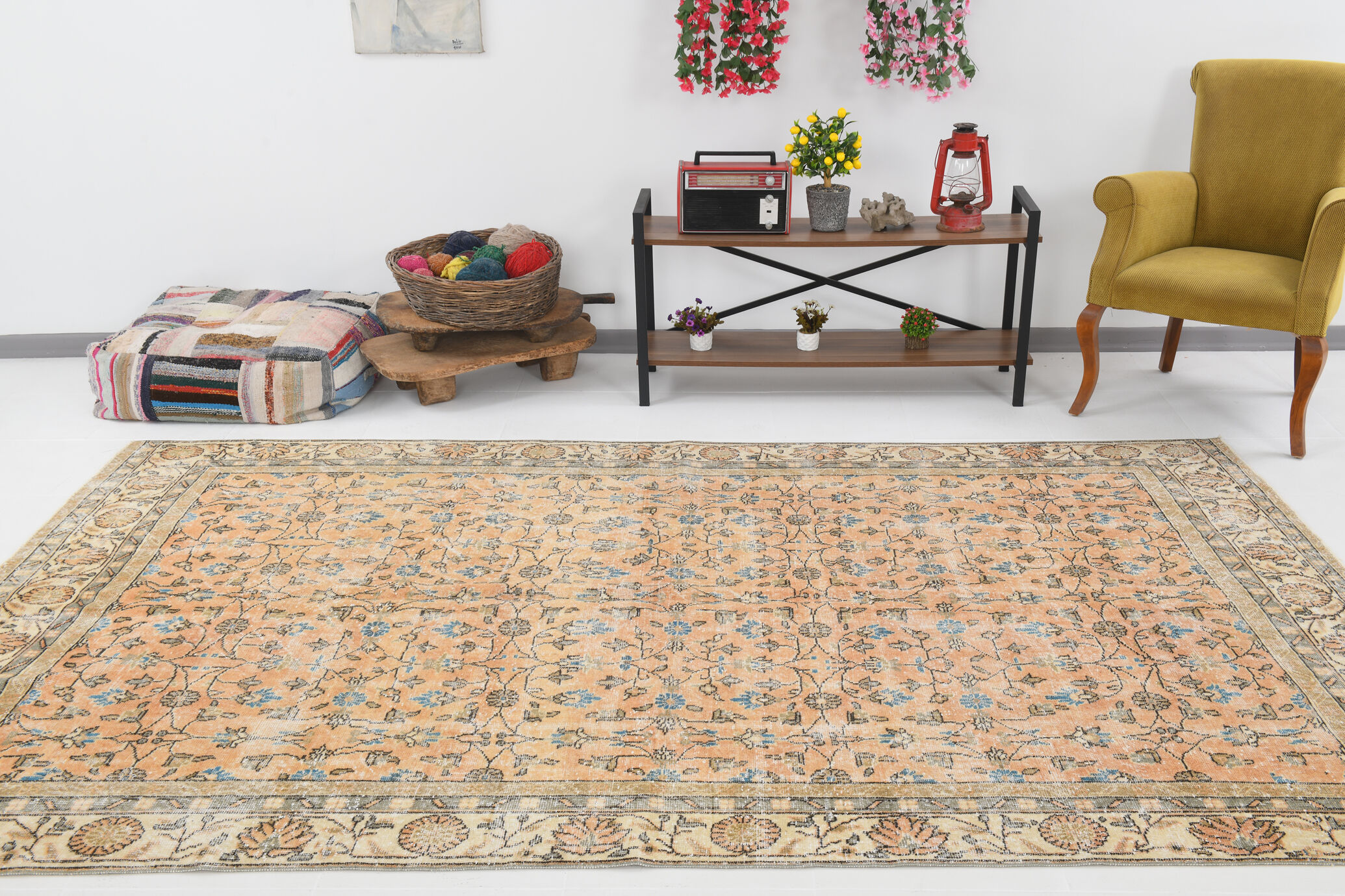 6x10 Pale Orange Floral Turkish Rug, 195x313Cm