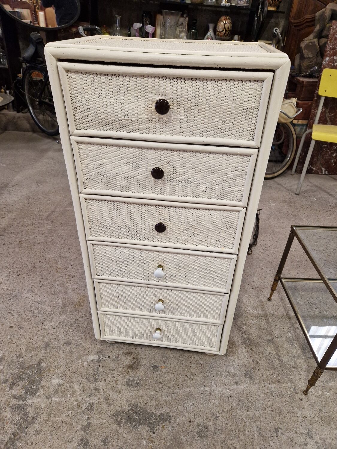 Wicker cabinet with 6 drawers