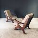 Rustic X Frame Lounge Chairs, Belgium, 1950s, Set of 2