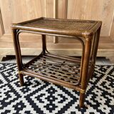 Small vintage table - rattan & canework