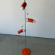 Three-spot floor lamp, Italian design, chrome and vintage orange.