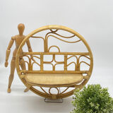 Small hanging shelf in rattan / natural fibers, vintage