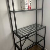 Black metal designer shelf with glass shelves