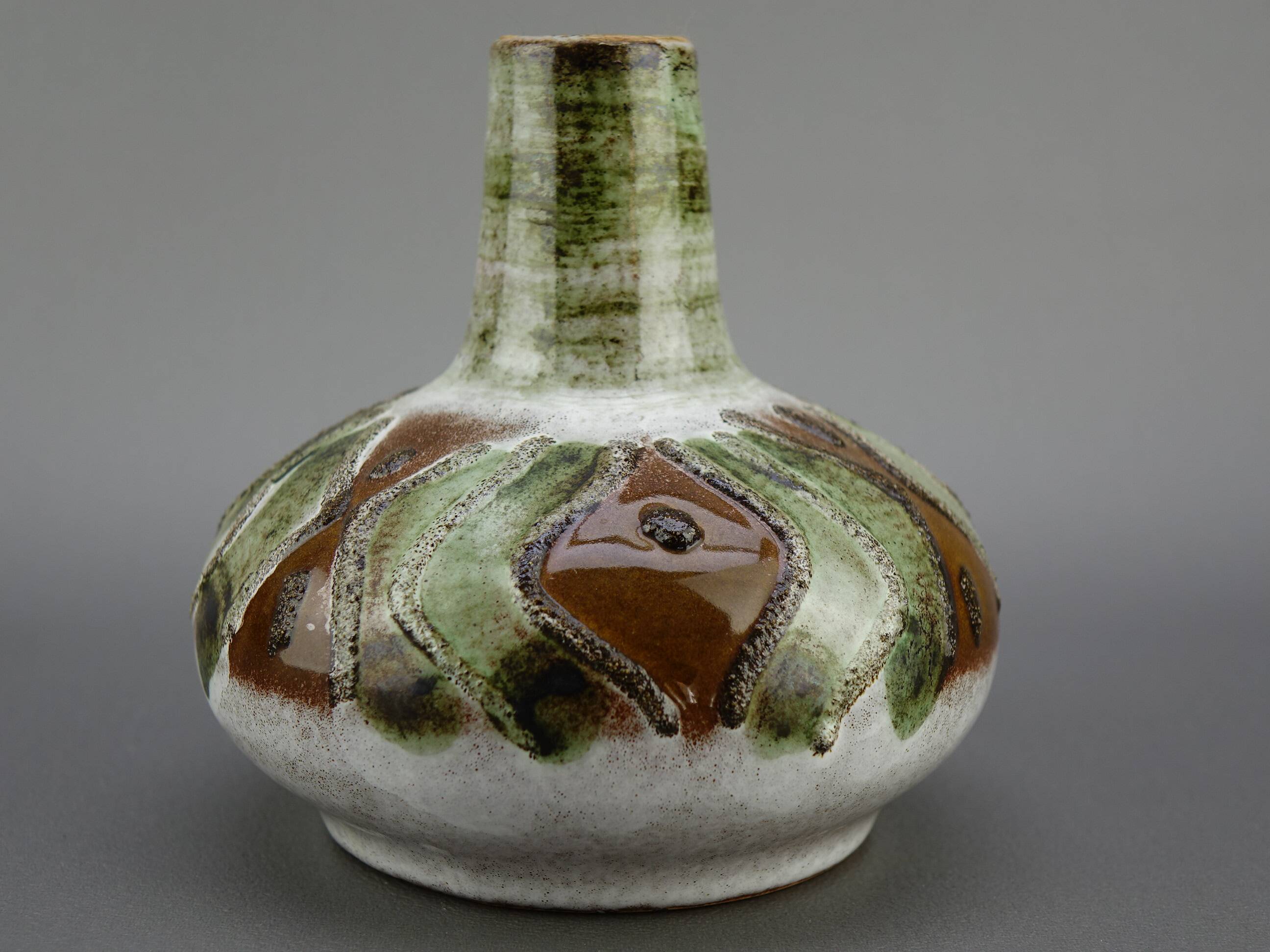 Vase pansu en terre cuite émaillé vintage design 50-60