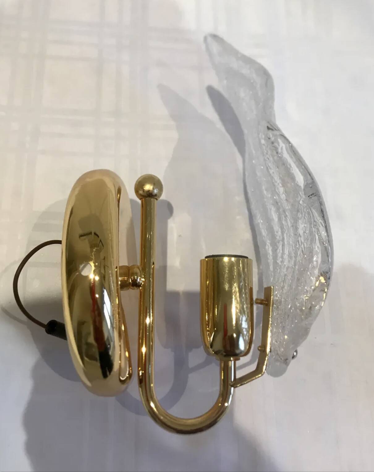 Paire d’appliques feuille verre Murano