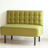 Banquette bistrot capitonnée années 50/60 en skaï vert kaki