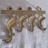 Tea towel holder or wall-mounted key holder in brass ducks
