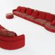 Modular Sofa in Red and Patterned Upholstery by Roche Bobois, France 1980s