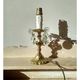 Rococo lamp, chiseled bronze base, fake candle and crystal pendants