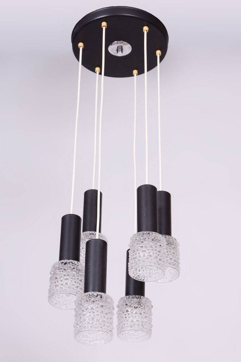 Mid-Century Chandelier in Steel by Elektroinstala Jílové, Czech, 1960s