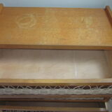 Vintage wood and rattan dresser