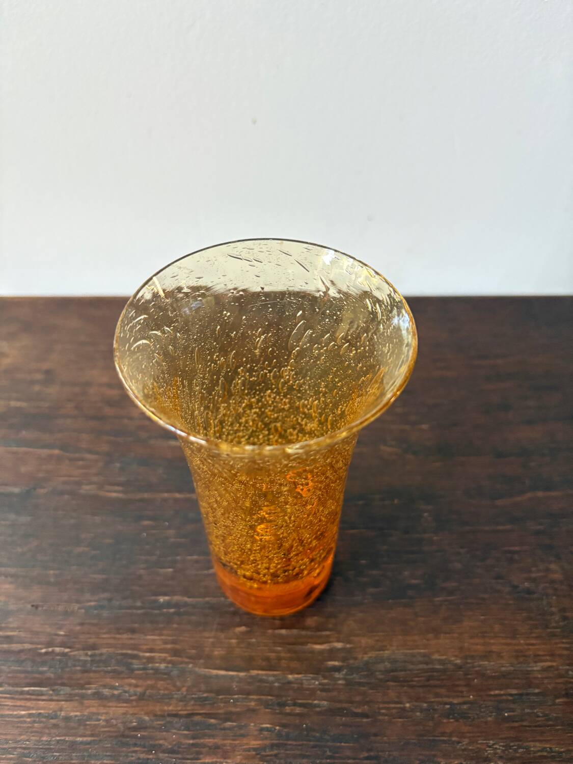Orange bubble glass vase from the 60s