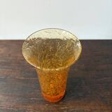 Orange bubble glass vase from the 60s