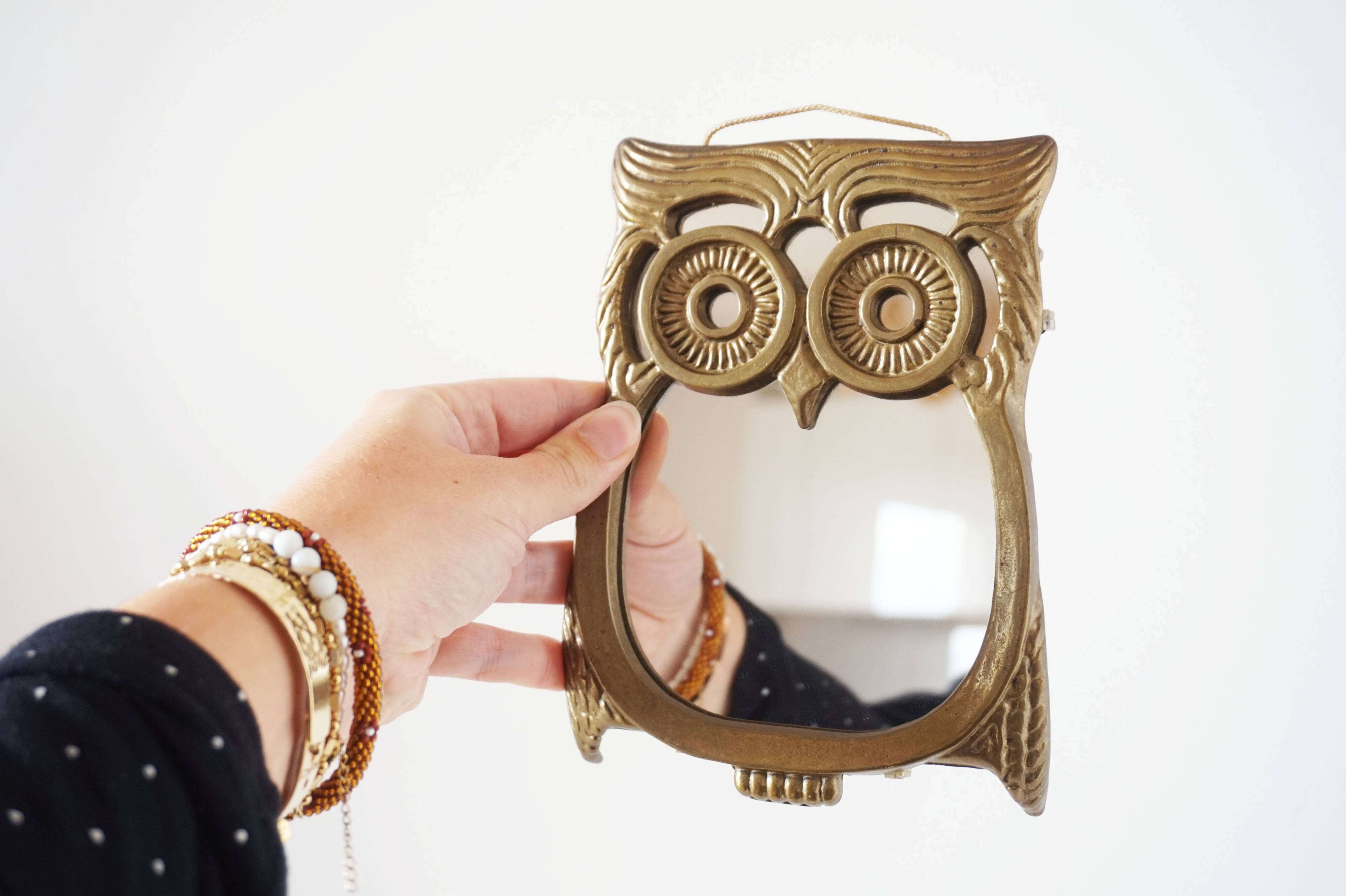 Brass owl mirror