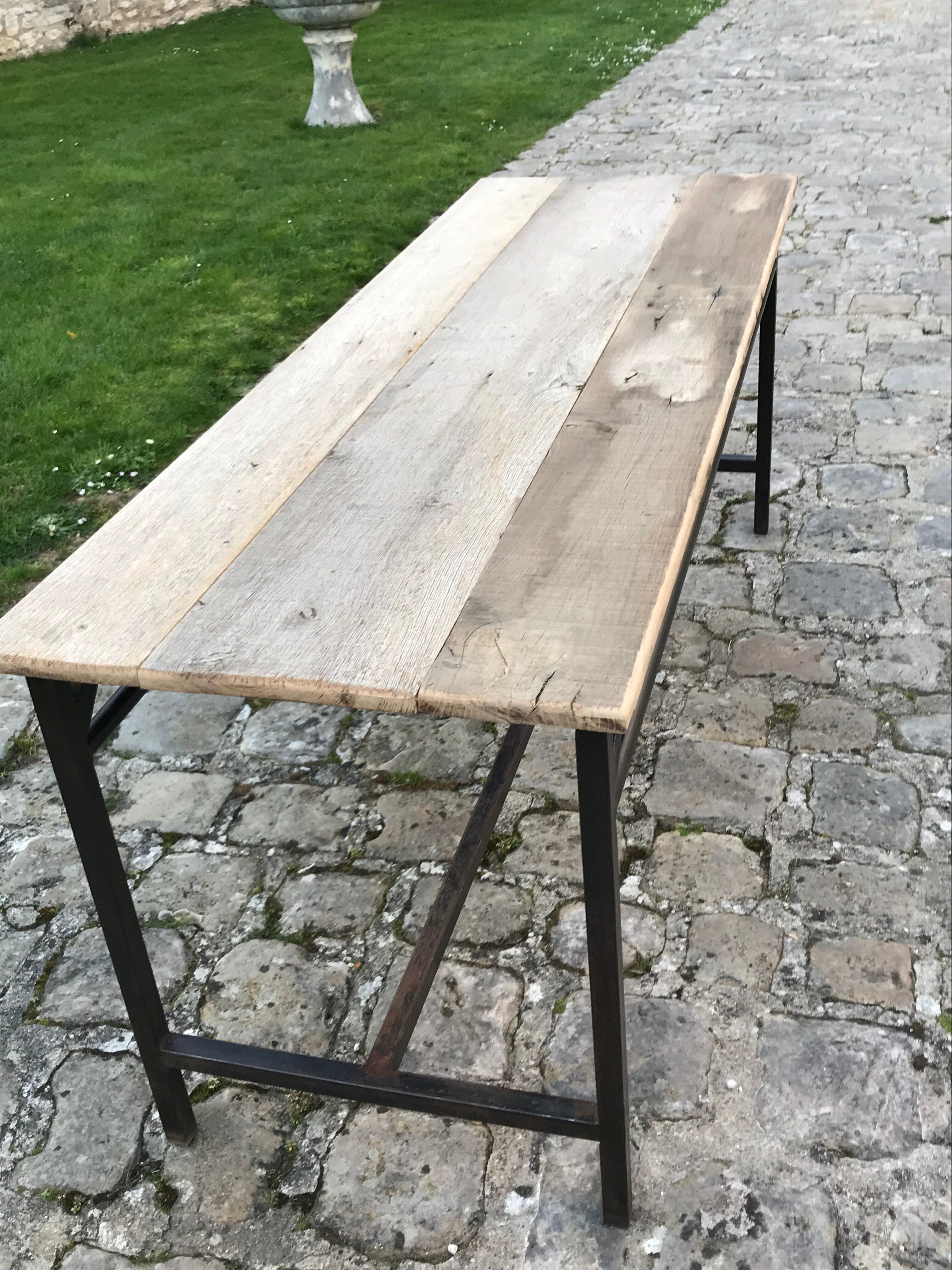 Industrial table in oak steel
