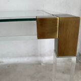 Lucite and brass coffee table by Charles Hollis Jones