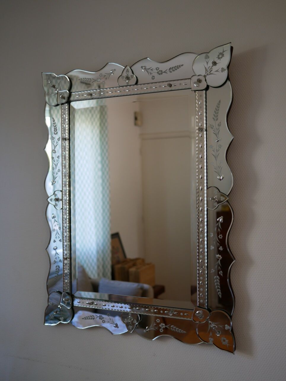 Venetian mirror beveled 87x 65cm, 50 years