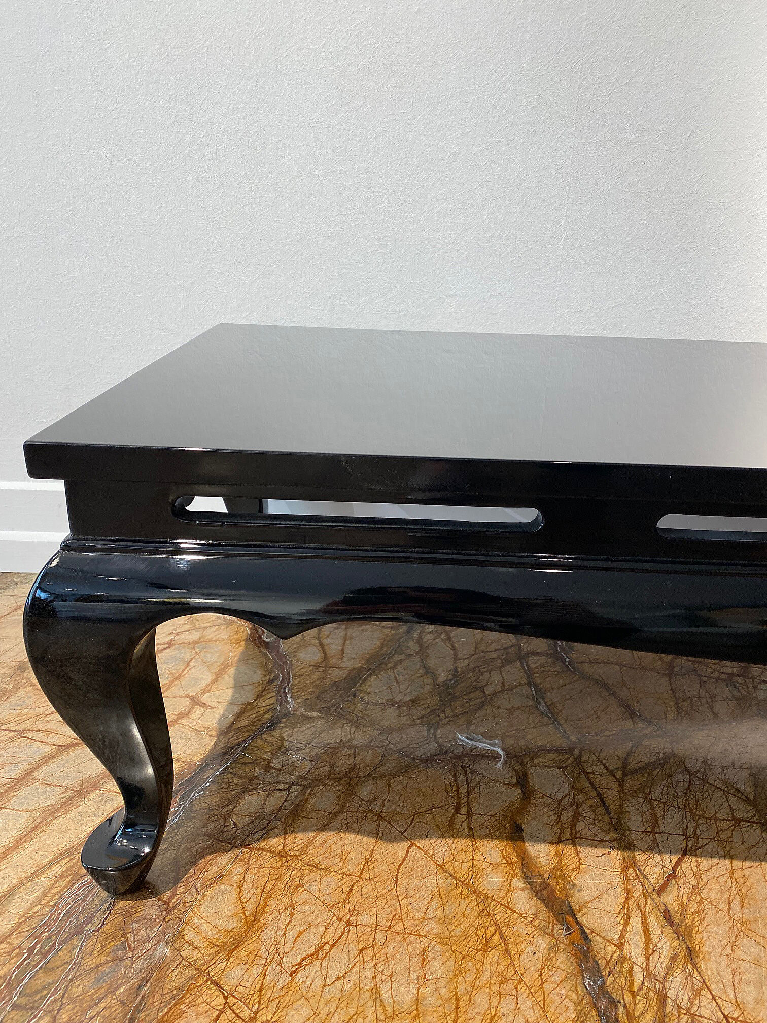 Chinoiserie coffee table with black lacquer