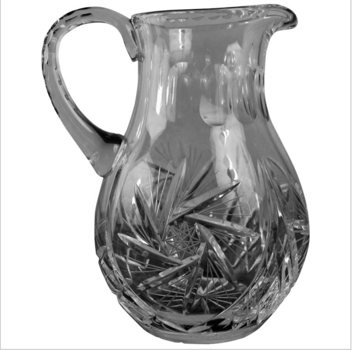Crystal cider pitcher engraved early twentieth century