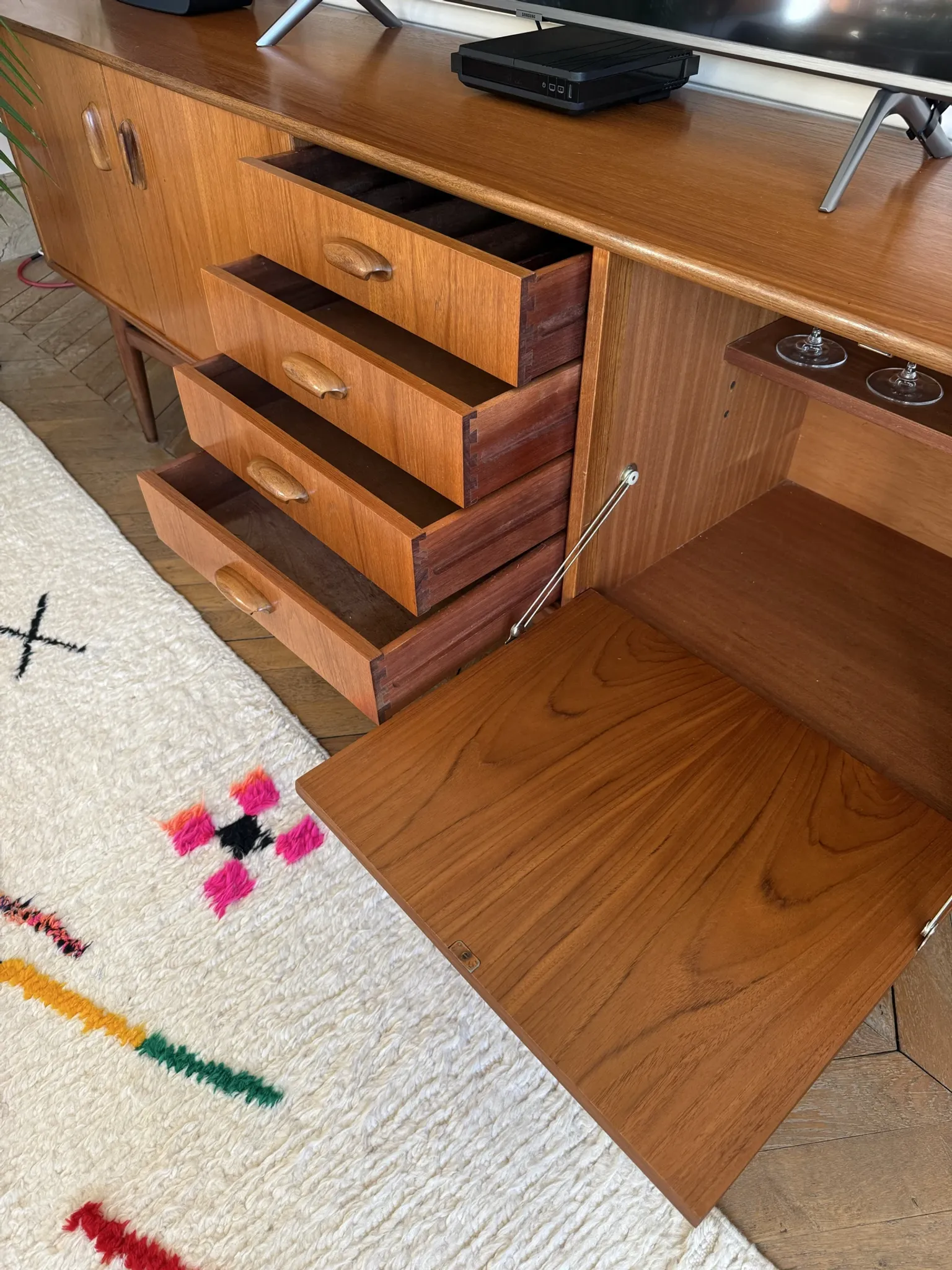 Vintage Scandinavian teak sideboard by G Plan, 1960.