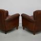 Vintage Dutch Cognac Colored Leather Club Chair, Set of 2