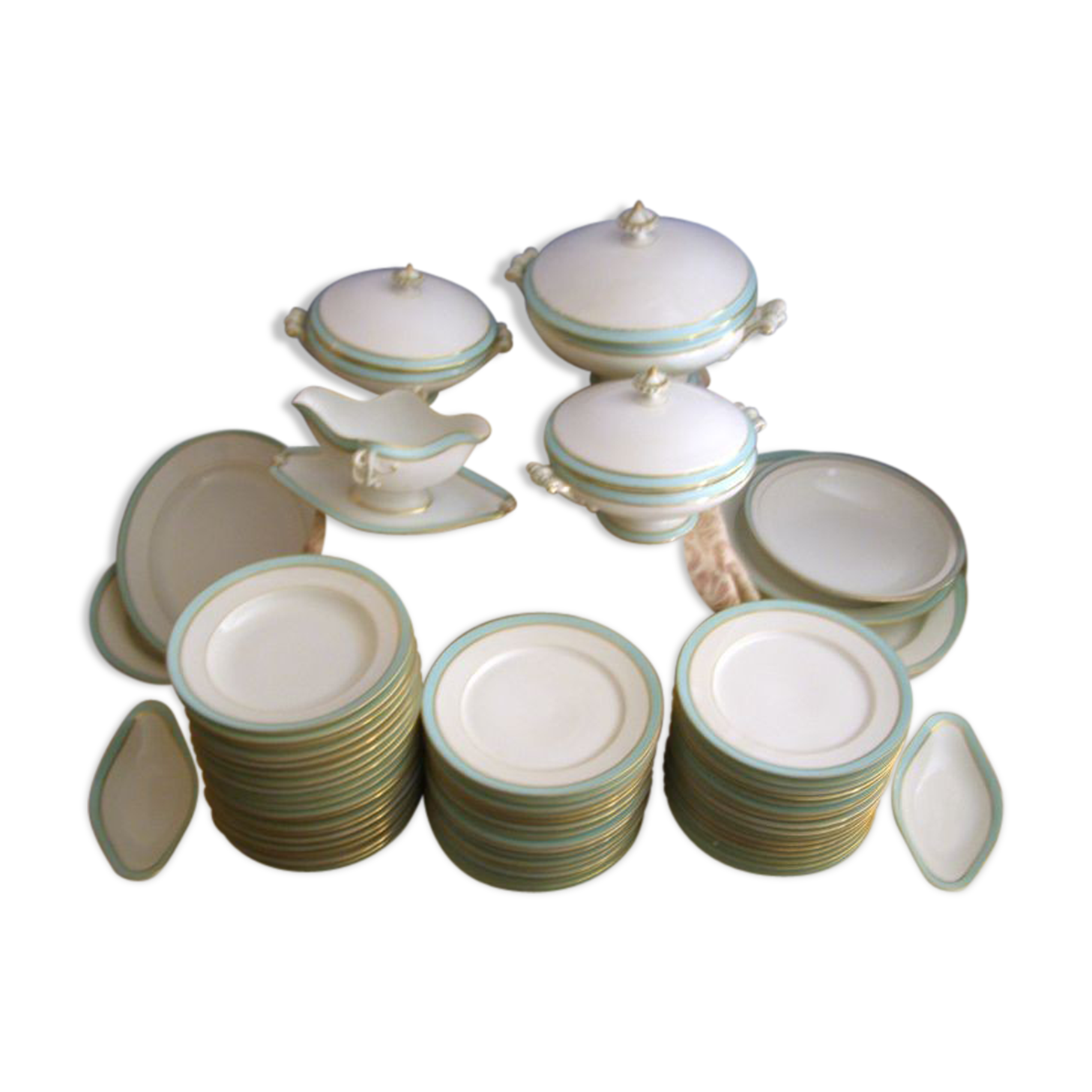 Former porcelain crockery service of Limoges "Ets Bourgeois Paris", 65 pieces