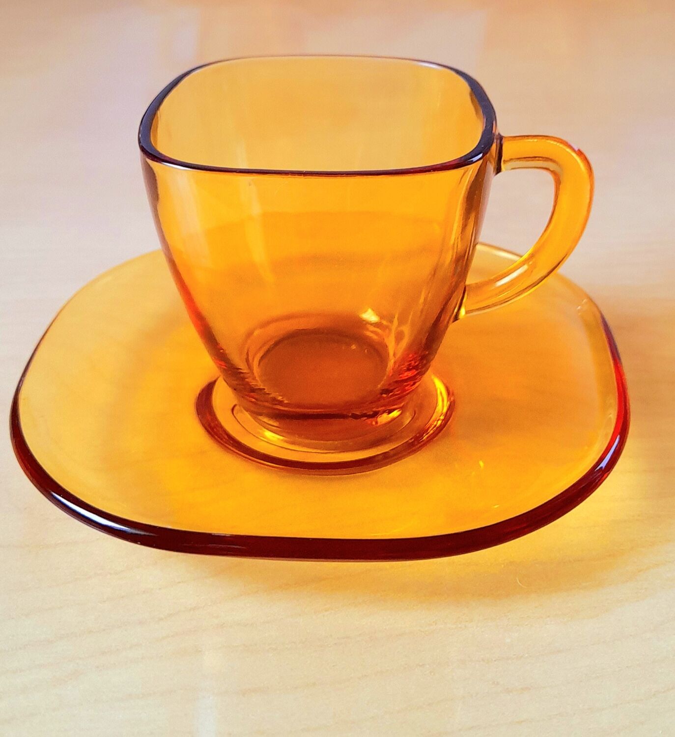 70s amber glass cups
